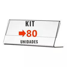 Display Porta Etiqueta Acrílico 10x5cm - Kit Com 80 Peças