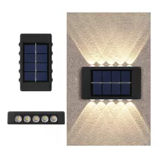 2x Arandela Solar 2 Focos Parede Slim 10 Fachos Led Externa