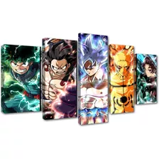 5 Cuadros Canvas Goku Naruto Tanjiro Luffy 86x56 Crossover