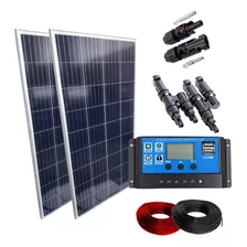Kit 2 Placa Solar 150w Controlador 20a Lcd Fio