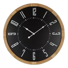 Reloj De Pared Mdf Aguja 60 Cm Ø X 5 Cm Espesor Negro Liso