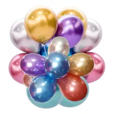 25 Bexigas Balões Metálicos Cromados Nº5 Decoração Festa Cor Violeta