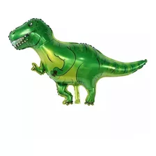 5 Balão Metalizado Dinossauro Jurássico Verde 107*60cm