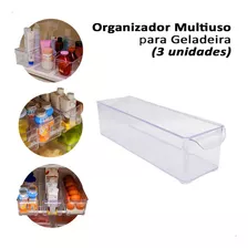 Kit 3 Organizador De Geladeira Multiuso Empilhável Cozinha