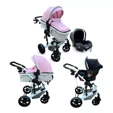 Coche Mega Baby Bebe Convertible Tres En Uno Con Huevito + Asiento Moisés Cuna Plegable Liviano Color Gris/negro Color Del Chasis Negro