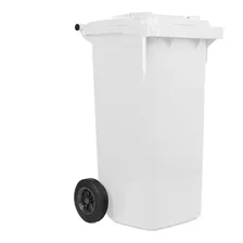 Contenedor De Basura Industrial 120 Lts Ruedas, Tapa Blanco