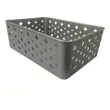 Cesto Multiuso Organizador Premium 19x13,5x6,5 - 6un - Cinza