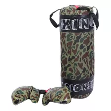 Kit Boxeo Infantil-bolsa+guantes-set Boxeo Camuflado-juguete Color Verde