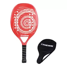 Raqueta De Tenis De Playa Roja Y Roja De Fibra De Carbono Y