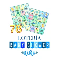 Loteria Baby Shower Niño Digital 78 Cartas. Kit Imprimible 