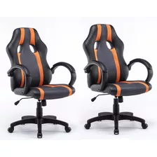 Combo X 2 Sillon Gamer/ Oficina Premium Reclinable Color Naranja