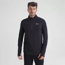 Polera M/l Qtr Zip Running Eve Negro