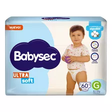 Pañales Bebe Babysec Ultrasoft Sin Género Tamaño Grande (g) Por 60 Unidades