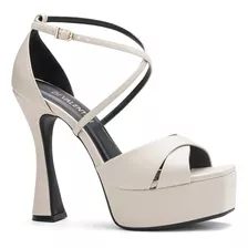 Sandalia Feminina Di Valentini Off White Salto Alto Elegante