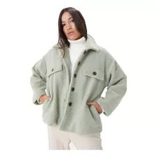 Campera Mujer Estilo Camisaco De Corderito Sherpa Forrado