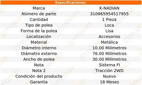 Polea Lisa Metalica Saturn Relay V6 3.5l 05 K-nadian Foto 3