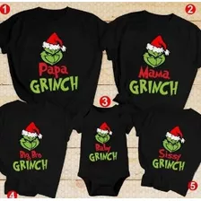 4 Poleras Navidad Grinch Para Familia
