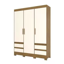 Guarda Roupa Com 3 Portas Sem Espelho B55 Nature/ Cinza Briz