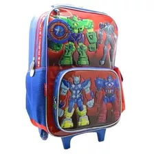 Mochila Avengers Escuadron Figuras Robots Con Carro 45,7 Cm