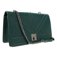 Bolso De Hombro Estructurado Mediano De Piel Verde Azulado P