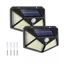 2 Pzs Lámparas Solar 100 Leds, 3 Modos C/ Sensor Contra Agua