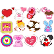 2x1 Stickers San Valentin, Corazones, Animalitos, Amor, Png