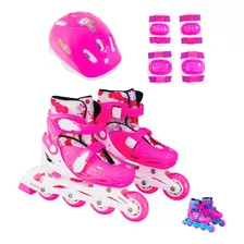 Patins Infantil 4 Rodas Regulavel Com Kit Proteção Ajustavel