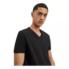 X3 Polera Manga Corta De Cuello En V Para Hombre - Algodón