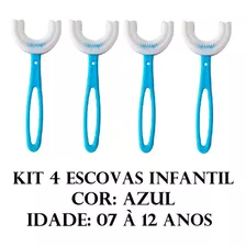 Kit 4 Pçs Escovas Dentes Infantil 360° Forma U Crianças