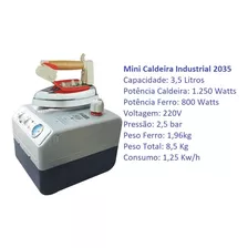 Mini Caldeira C/ Ferro Industrial Silver Star - 3,5 Litros Cor Prata C/ Azul 220v