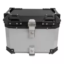 Bauleto Moto 45l Rt Aluminio Polido E Preto + Suporte