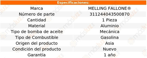 1-bomba Aceite Daewoo Racer 4 Cil 1.5l 94/02 Melling Fallone Foto 2