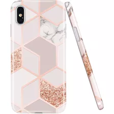 Funda Para iPhone XS Max - Marmol Rosa Con Glitter