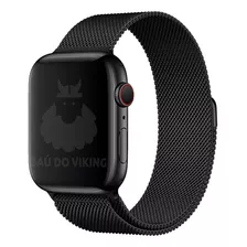 Pulseira Aço Milanese Preta Compatível Apple Watch 42/a/49mm Cor Preto Largura 42 Mm