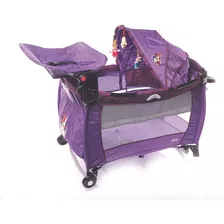 Cuna Practicuna Plegable Doble Piso Con Capota Violeta Minni