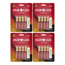 16 Pilhas Baterias Alcalinas Aaa Ourolux 3a - 4 Blister C/4