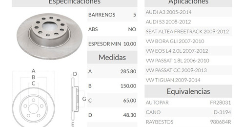 Par De Discos Trasero De Freno Audi S3 08-12 Foto 2