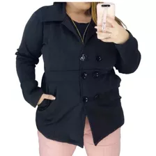 Sobretudo Curto Casaco Botão Plus Size Feminino Flanelado