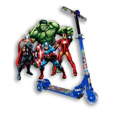 Patinete Infantil De Ferro 3 Rodas Com Luz - Avengers