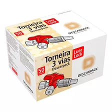 Torneira 3 Vias Vermelha Luer Lock Descarpack Cx C/50un