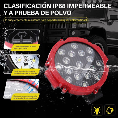 Faro Led Redondo 7 Pulgadas 17 Led 51w Para Jeep 4x4 1pc Foto 8