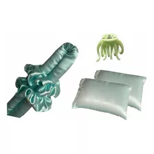 Kit De Ondas Sin Calor + Broche + 2 Fundas Almohada Satin