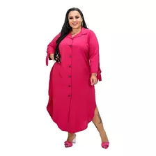 Vestido Plus Size Chemise Longo Viscolinho Veste Até 56