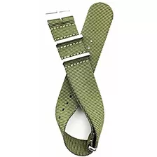 Correa De Reloj De Tela De Nailon Estilo Nato De 24 Mm Verde