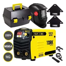 Inversora Solda 150a Mma Tig 220v Tork + Maleta Kit Completo