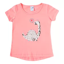 Blusa Manga Curta Princess Dino Meia Malha Toddler Tip Top