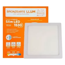 Painel Plafon De Embutir Slim Led Quadrado Branco Frio 18w