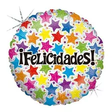 Balão Metalizado Felicidades Estrelas - Grabo - (45 Cm)