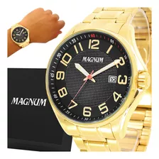 Relógio Magnum Masculino Original Dourado 2 Anos Garantia