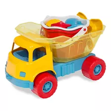 Caminhão Dino Praia Com Balde Acessórios Brinquedo Infantil